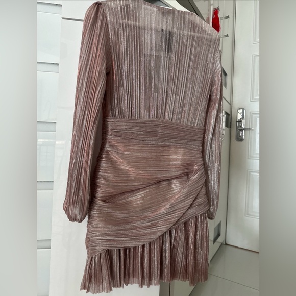 Maje Pink Pleated metallic fibre dress - Picture 2 of 9